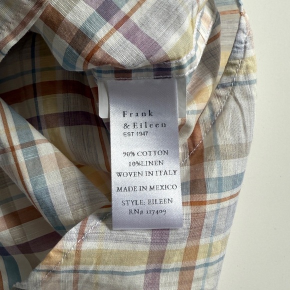 Frank & Eileen Eileen Relaxed Button-Up Shirt in Sand Purple Plaid M Medium - Picture 9 of 11